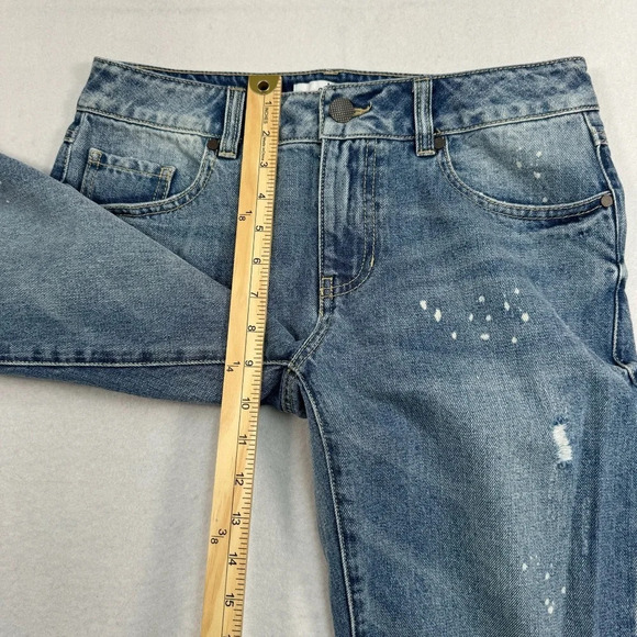 Cabi 100% Bf Straight Leg Jeans Womens Sz 2 Medium Blue Mid Rise Paint Splatter - Picture 10 of 13